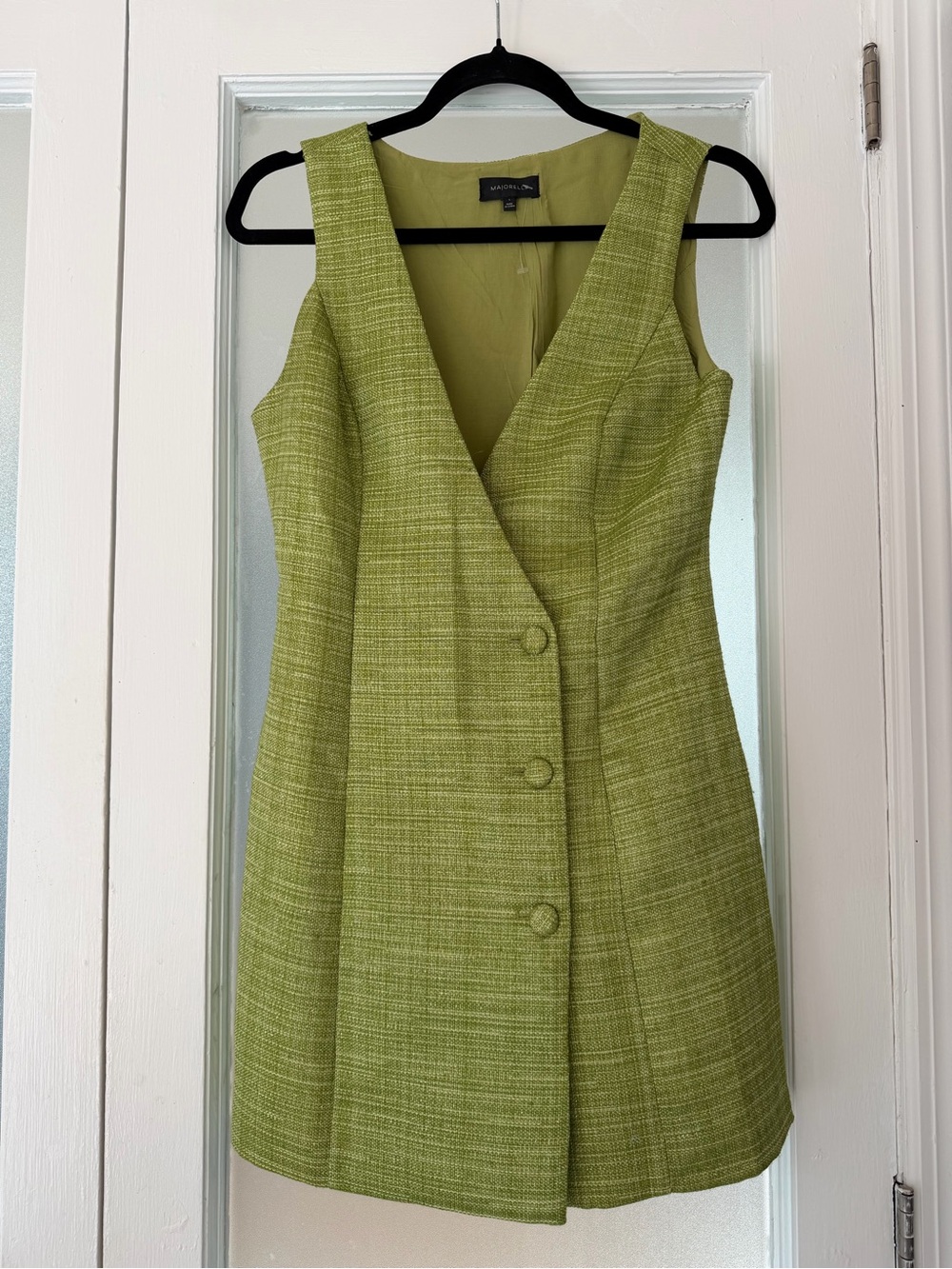 MAJORELLE Olive Green Textured Sleeveless Mini Dress